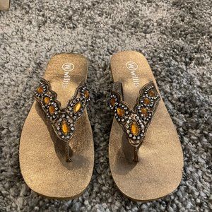 Girls Willits Bronze and Gold Flip Flops